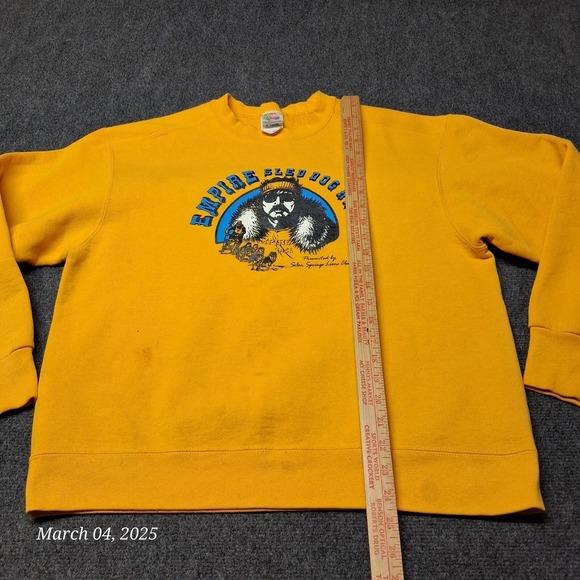 * VTG Empire Sled Dog Race Sweatshirt Adult Large Yellow Crew Neck USA Made - Picture 5 of 7
